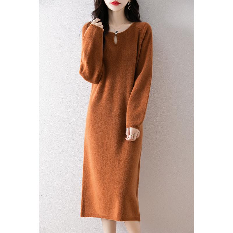 Women's Cashmere Dress Qinghe Cashmere 30% Cashmere 70% Wool Autumn and Winter Cashmere Skirt Soft and Warm