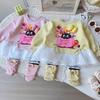 Baby Girls' Cartoon Sweatshirt & Striped Leggings Set - Autumn/Spring