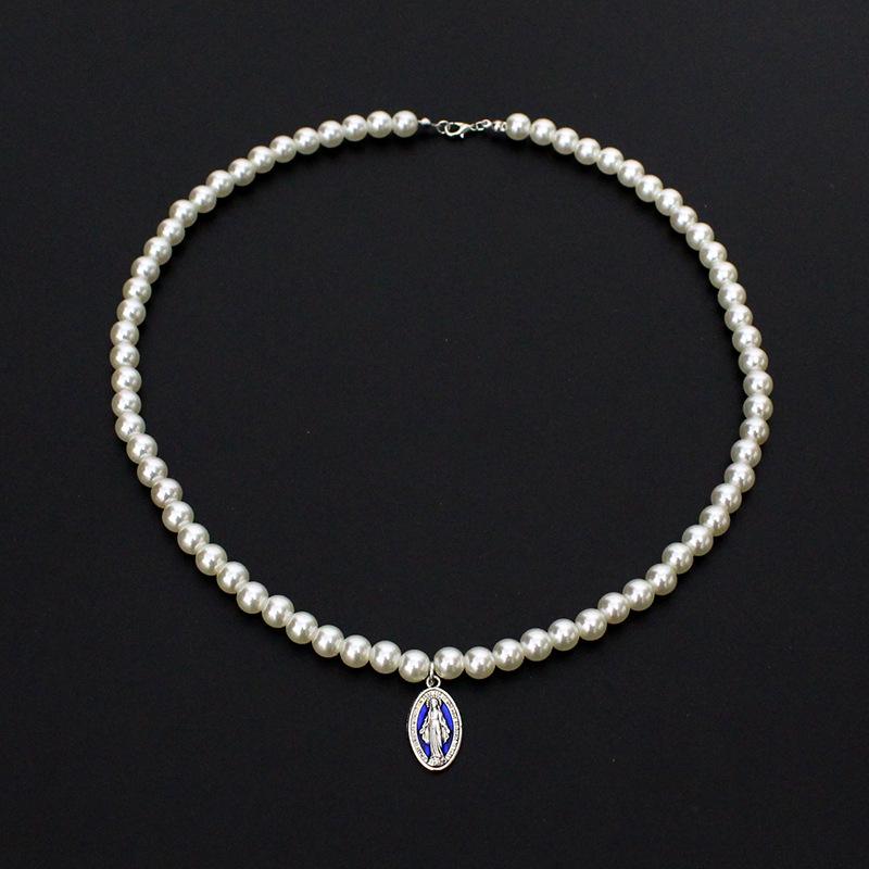 Новое элегантное ожерелье из искусственного жемчуга, женская мода, с кулоном в виде ангела Мадонны