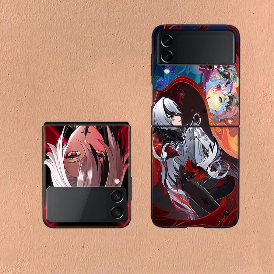 Arlecchino Genshin Impact Coque For Samsung Z Flip7 6 Galaxy Case Shockproof Z Flip5 Z Flip3 4 5G Hard Cover Phone TPU PC Hard
