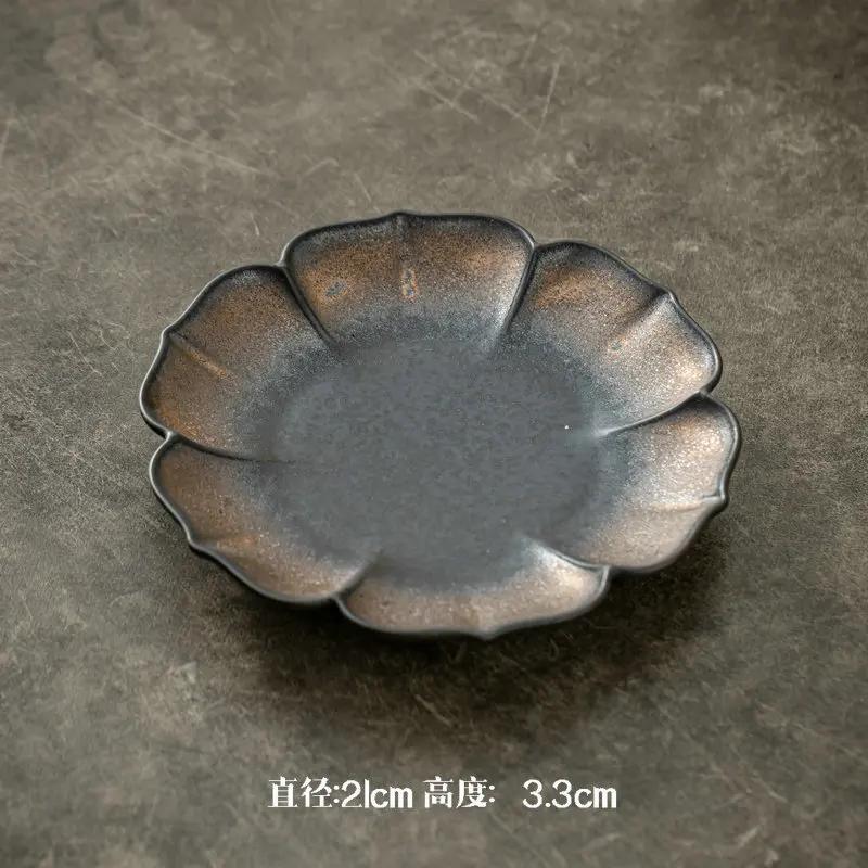 Винтажная позолоченная керамическая фруктовница в форме лепестка, столовая посуда, гостиничная посуда для приготовления пищи, десертная тарелка для ужина, посуда для приготовления пищи, кухонная утварь