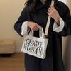 Large Capacity Letter Printed Canvas Tote Bag For Women Street Fashion Crossbody Bag