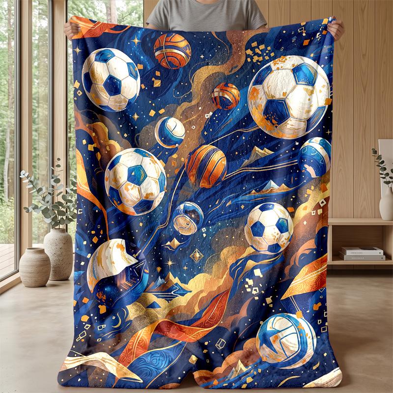 Soccer Ball Celebration Theme blanket Lightweight Warm Flannel Blanket Decorative Throw Blanket for Home Decoration