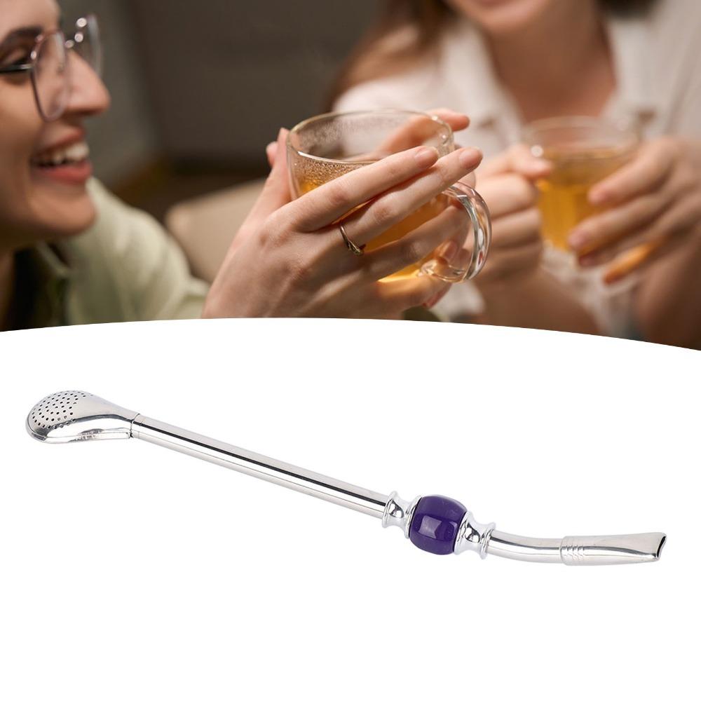 Filter Tip Stainless Steel Straw Spoon Drinking Filter Spoon Straw  For Gourd Drinking