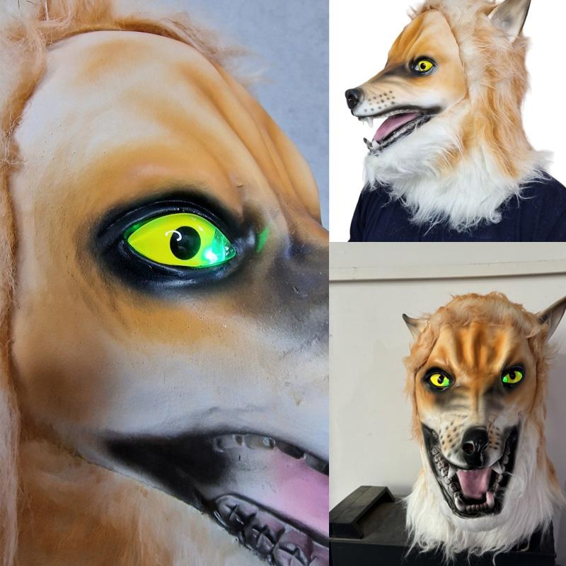 Fox Latex Mask with Glowing Eyes