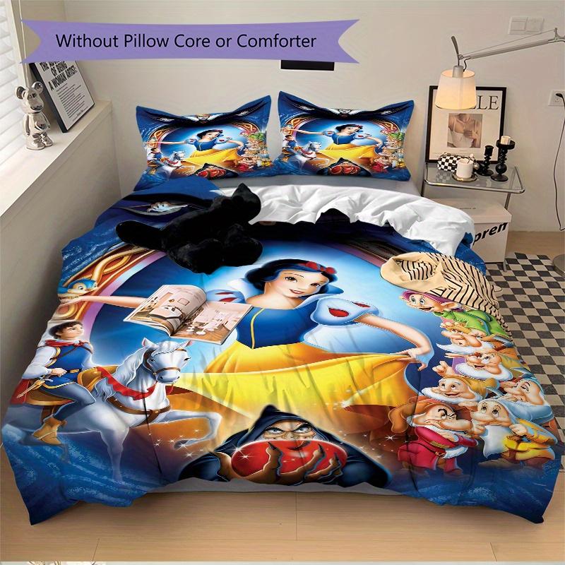 3pcs Snow White Animation Printed Quilt Set Soft and Comfortable Quilt Cover for Bedroom, Guest Room S091