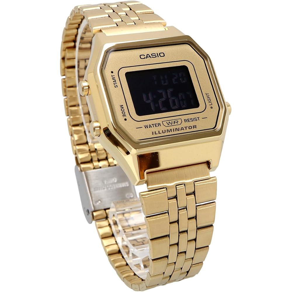 Casio Vintage Series LA680WGA-9B Women's Digital Watch Octagonal Face Gold Reverse LCD