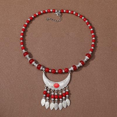 Vintage Tibetan Jewelry Bohemia Headwear Photo Prop Ethnic Tassel Hair Accessory Long Chain Red Stone Hairdress Accessory Girls