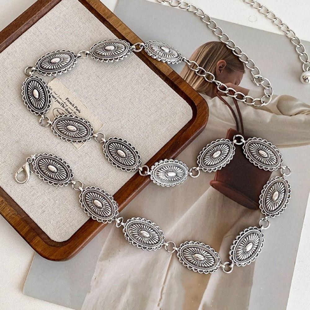 Silver Metal Circular Ring Waist Chain Belly Chain Ethnic Belt Chain Bohemian Body Chain Girls