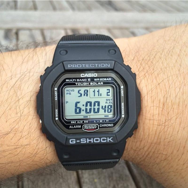 Casio Digital Series Square Heavy Metal Shell Waterproof Shockproof Solar Watch Solar Quartz Movement Resin Strap Men Watches Black GW-5000U-1JF