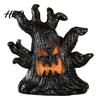 Three-dimensional Halloween Ornament Decoration, Ghost Face Tree Stump Lantern, LED Resin Spooky Decor Glowing Pumpkin Decor, Festival Atmosphere