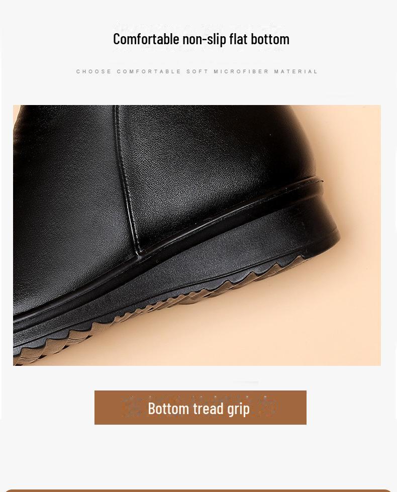 Γυναικείες Βελούδινες Μπότες Μικρού Μήκους από Βαμβάκι με Αντιολισθητική Σόλα για Μεσήλικες και Ηλικιωμένες - Ζεστά Χειμερινά Δερμάτινα Παπούτσια για Μαμάδες και Γιαγιάδες