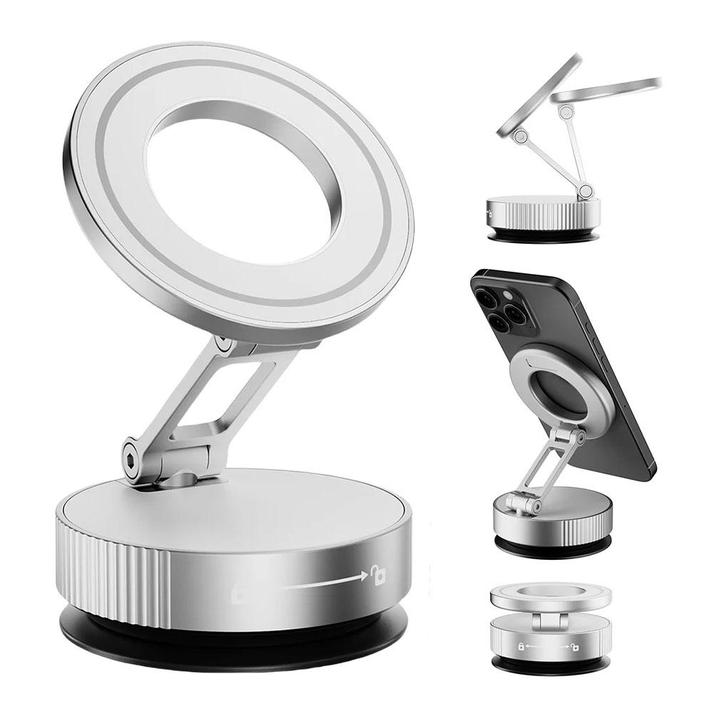 Upgraded 360°Vacuum Magnetic Phone Holder Magnetic Car Phone Mount Hands-Free Suction Cup Phone Holder for Car/Gym/Mirror/Shower