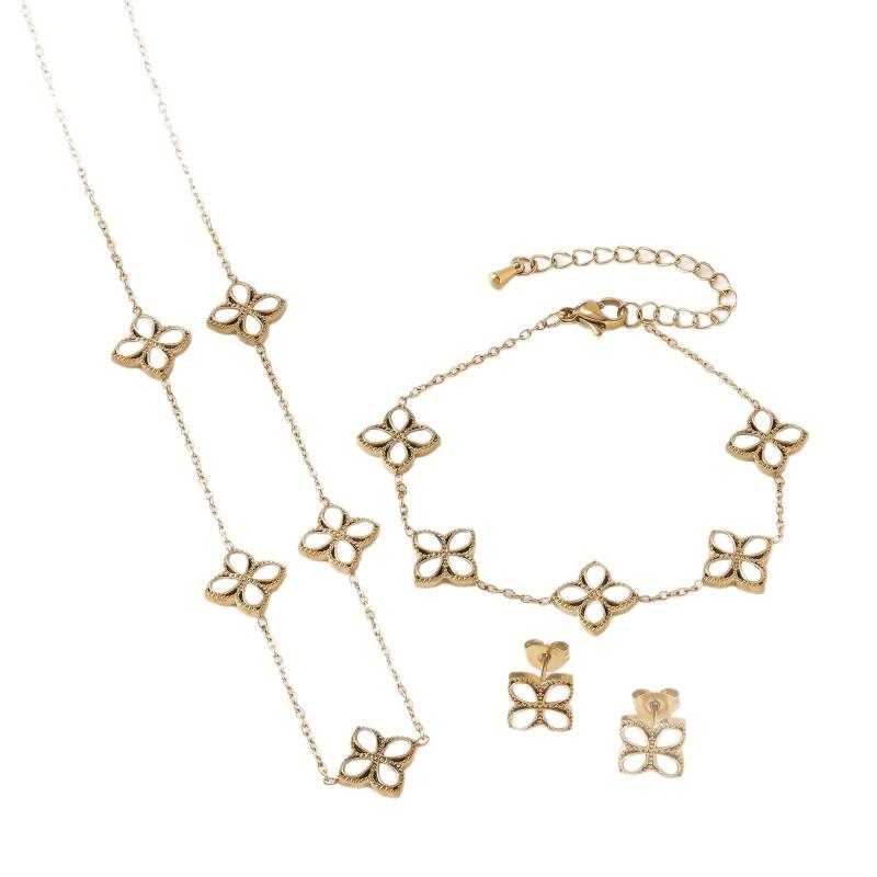 Zircon Clover Jewelry Set Luxury Fashion Women Daily Wear