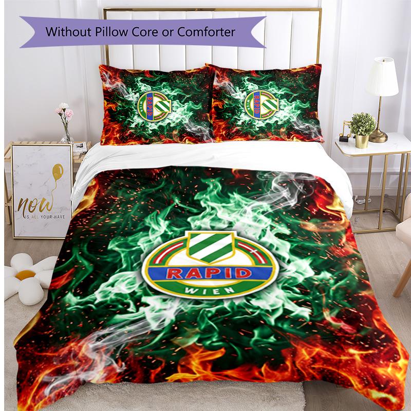 Rapid Wien FC Printed 3PCS Bedding Set Breathable Duvet Cover with Pillowcases Decorative Bed Linen for Bedroom Home