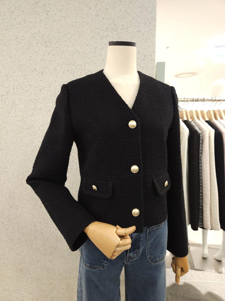 Tweed V-Neck Cropped Jacket TWWJKP52090