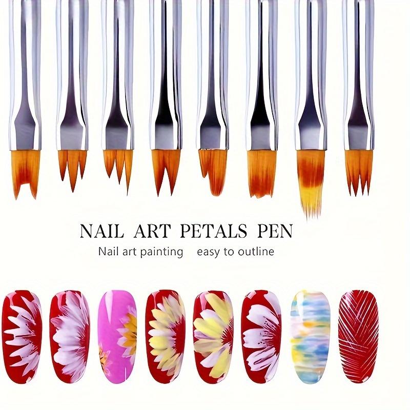 8pcs Nail Art Brush Set Professional Acrylic Gel Design Tools 3D Builder Pen for Salon-Quality Manicures at Home