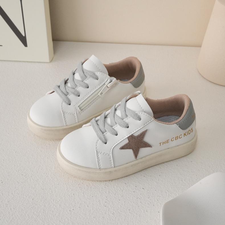 XSHX "Stars Dirty Bottom" Children's Board Shoes Spring and Autumn Boys and Girls Little White Shoes 2329