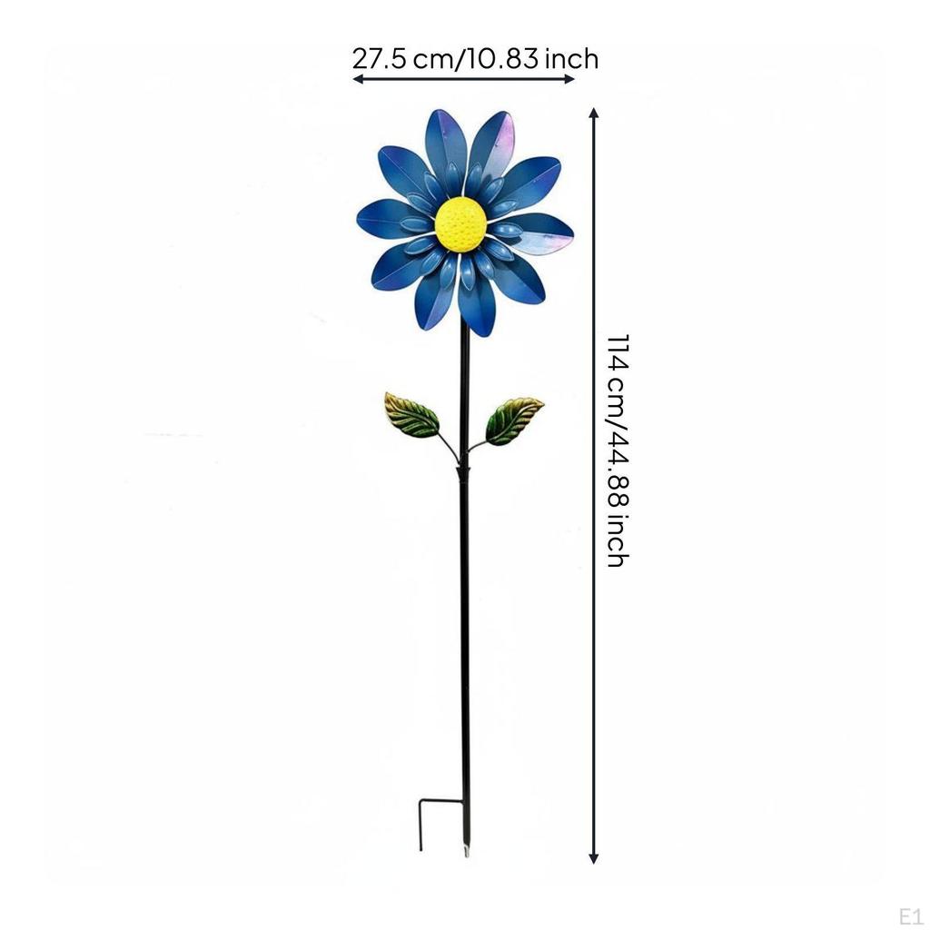 Steel Floral Windmill Decorative Metal Flower Colorful Wind Rotator Stake for Villa, Patio