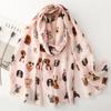New Dog Print Luxury Women Viscose Scarf Summer Winter Shawl Cotton Linen Feeling Designer Tassel Muslim Hijab Wrap Turban