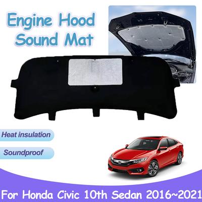 Car Engine Hood Pad for Honda Civic 10th Gen FC1 2 5 Sedan 2016~2024 Heat Sound Insulation Cotton Fireproof Interior Accessories