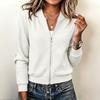 Women's Knitted Zip Front Cardigan Long Sleeve Color Casual Jacket