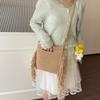 Yogodlns Knitted Tassel Bag New Summer Vacation Style Single Shoulder Diagonal Cross Woven Bag Fashionable Simple Women's Handbag