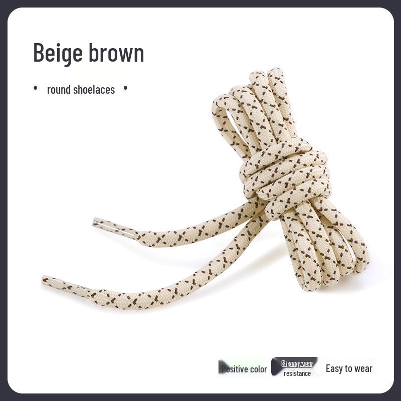 Černé a bílé diagonálně tečkované silné kulaté tkaničky do bot pro turistiku/běh