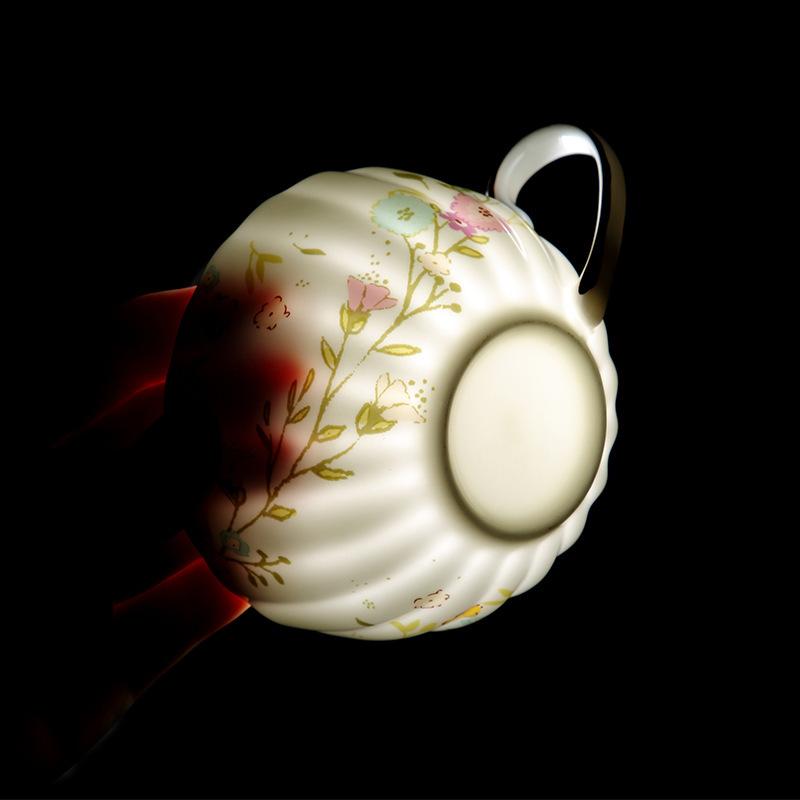 Nordic Style Coffee Cup Saucer Set Ceramic Pumpkin Cup Saucer Creative Simple Afternoon Tea Cup English Black Tea Floral