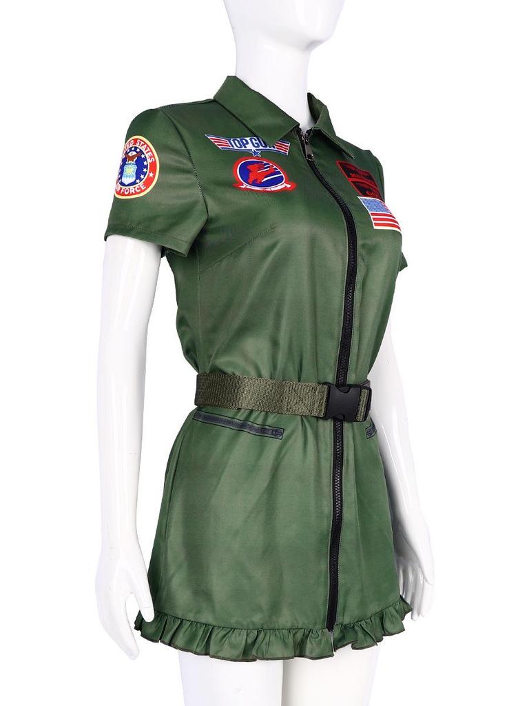 Armeegrünes Top Gun Pilot Halloween Kostüm für Partys und Aufführungen