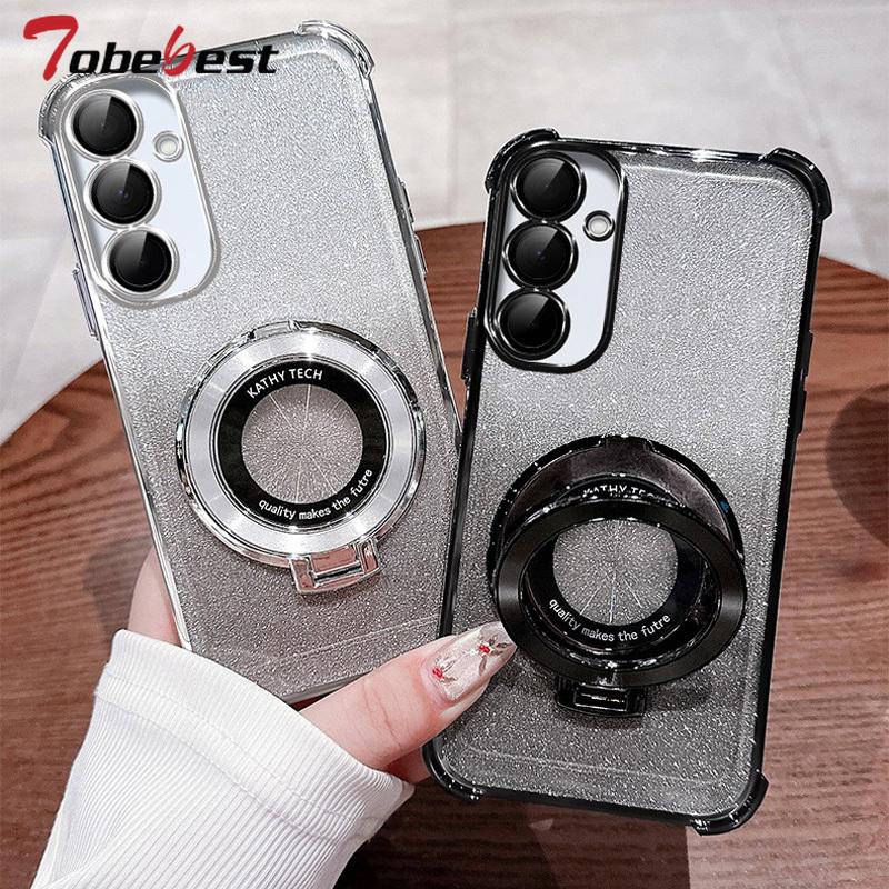 Shockproof Glitter Plating Case For Samsung Galaxy A17 A07 5G For Magnetic Phone Holder Soft Silicone Cover