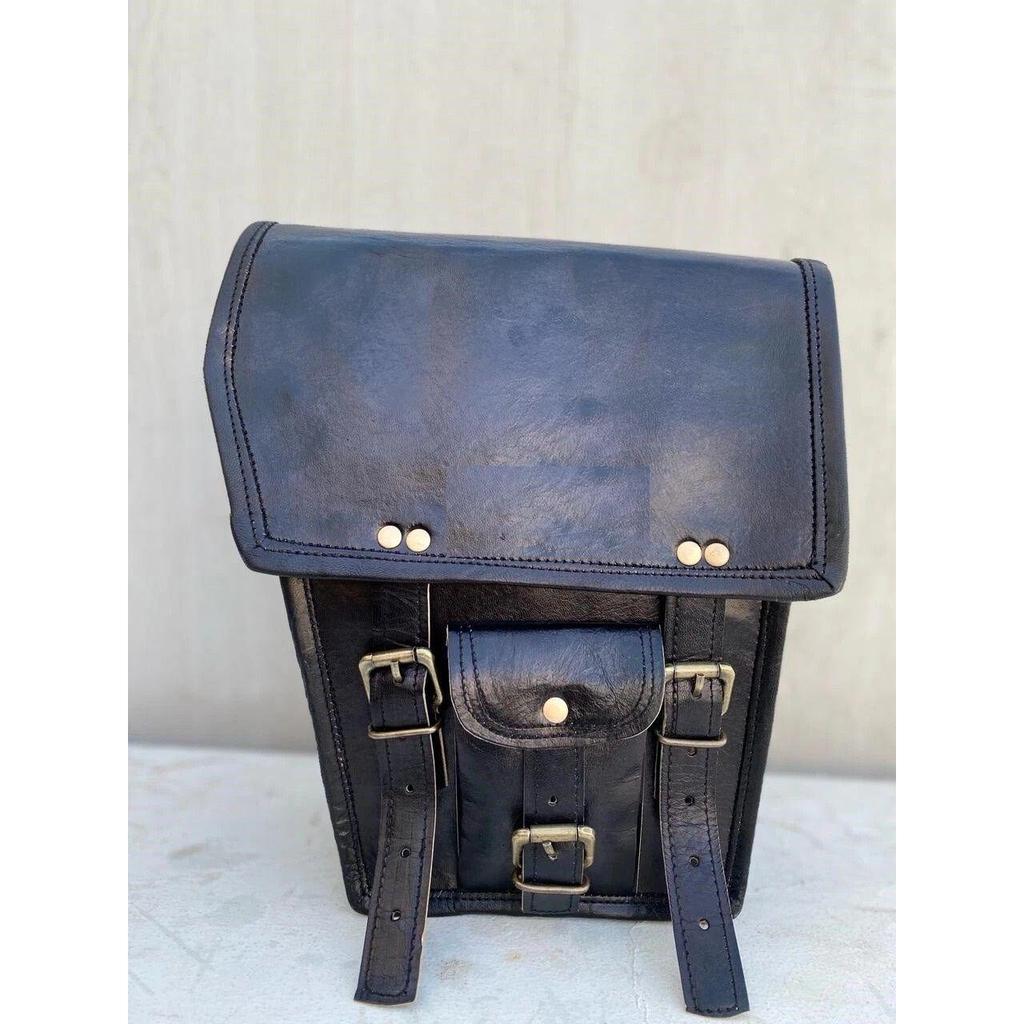 Motorcycle Saddle Side Bag Real Vintage Leather Left Right Front Back Tool Pouch