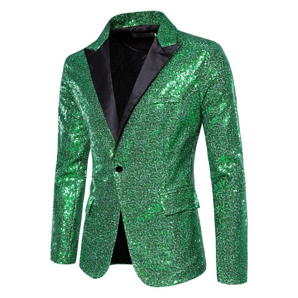 Shiny Gold Sequin Glitter Embellished Blazer Jacket Men Nightclub Prom Suit Blazer Men Costume Homme Stage Clothes for Singers  Plus Size
