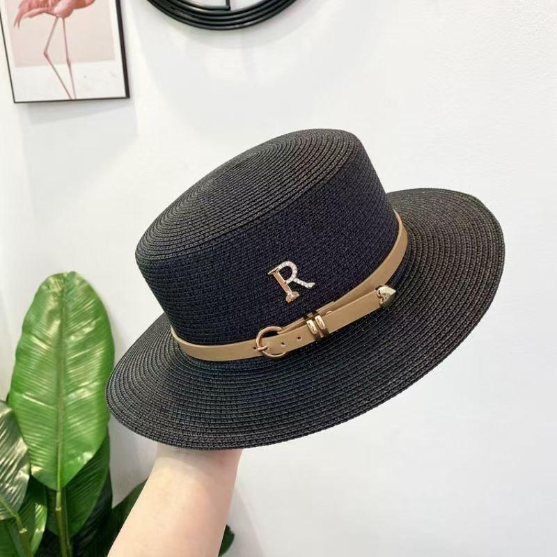 Vintage Fashion Internet Celebrity Sunshade Flat Top Top Hat Women Spring and Summer Travel Vacation Sun Hat Beach Hat