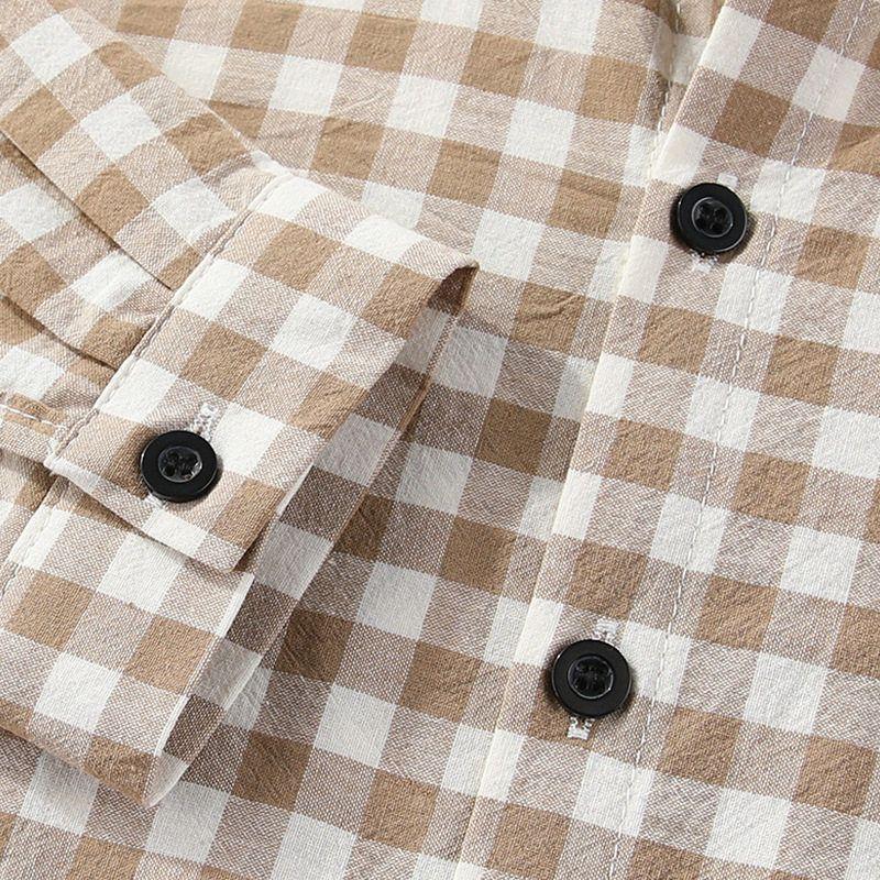 Pure Cotton Kids Shirt Gingham Spring and Autumn Boys and Girls Shirt Long Sleeves Children Lapel Cardigan Casual Tops