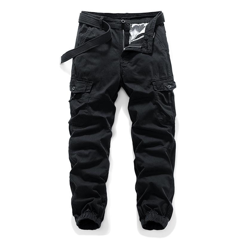 

Spring and Autumn Men s Overalls Simple Solid Color Casual Trousers Loose Versatile Leggings Wear-resistant Pants 38 чорний