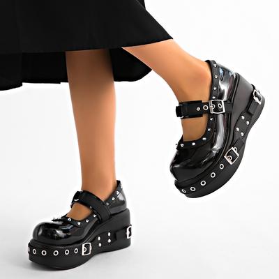 Damen Mary Jane Schuhe Gürtelschnalle Klassisch Süß Punk Sneakers Weiblich Plateau Keil Frühling Lolita Schuhe Damen Zapatos De Mujer