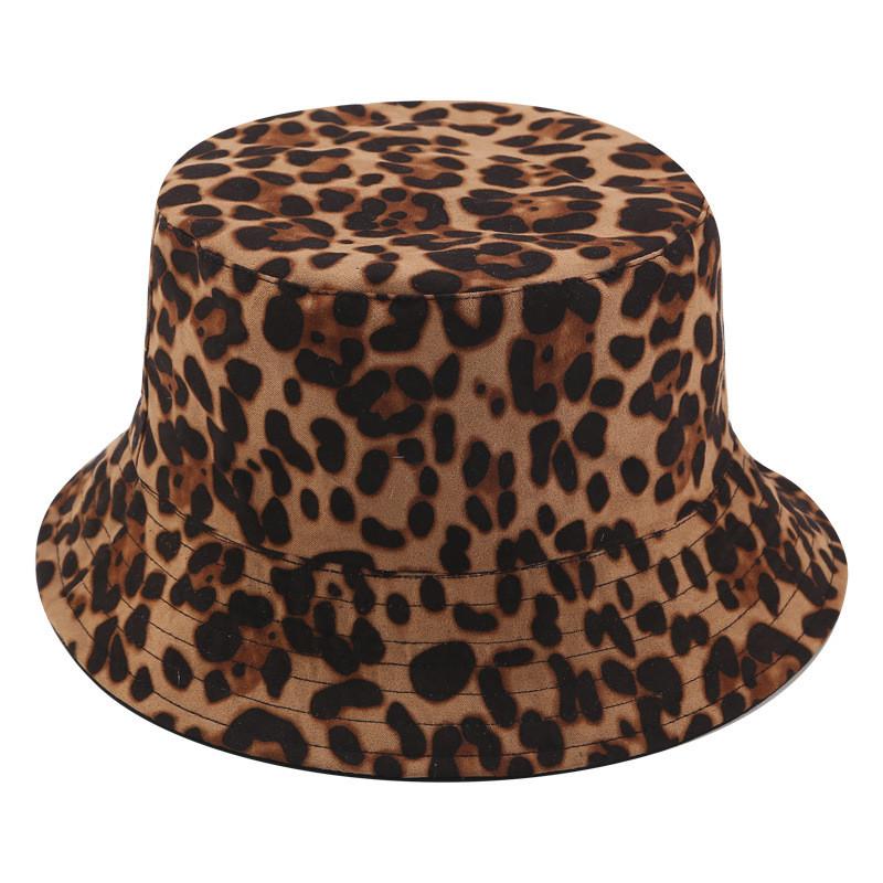 Trendy Leopard Print Fisherman Hat With Wide Brim For Spring Outdoor Sun Protection