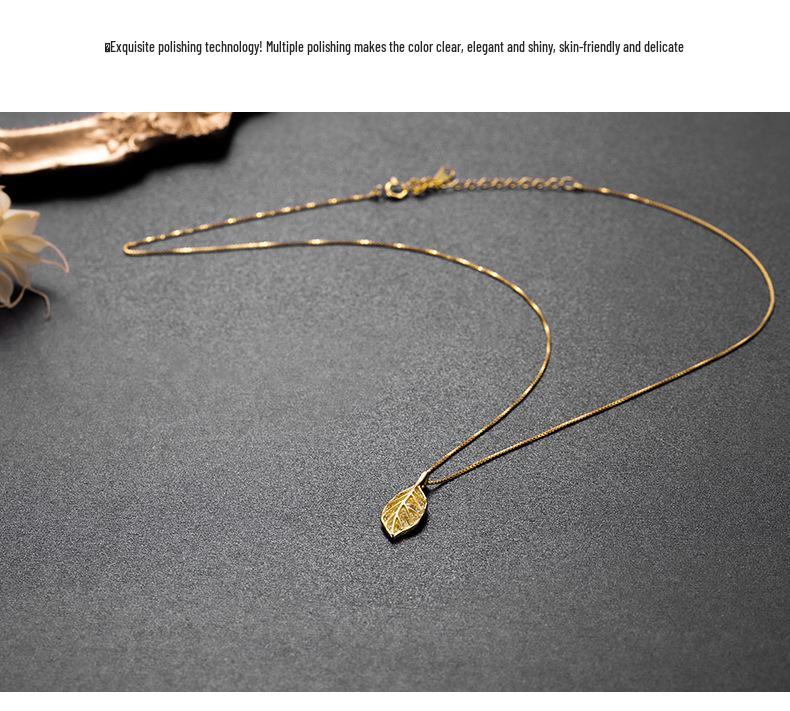 Banyan Tree Silver Forest Series Micro-Diamond Leaf Necklace for Women