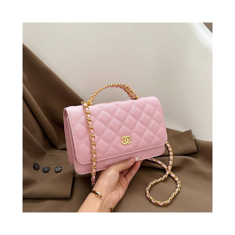 (Rosa) All-Match Schulter-Umhängetasche Diamantkette Kleine quadratische Tasche