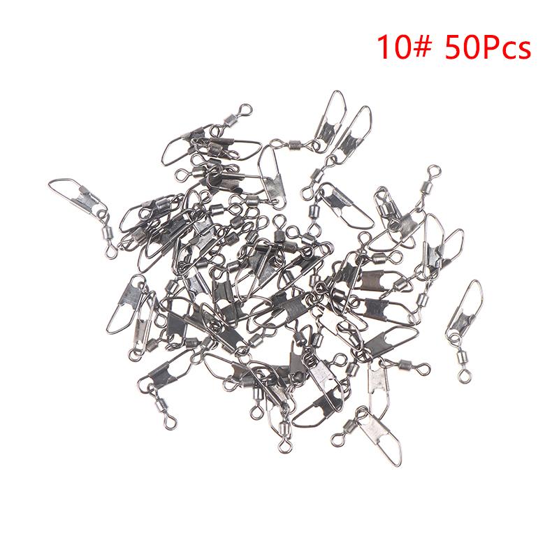 American 50-Piece Swivel Pin Connector Hooks, Size 1#-14#, Rolling Bearing, Carp Type A Fishing Tackle