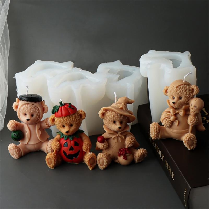 3D Bear Candle Mold Aromatherapy Candle Molds Epoxy Resin Wax Mould Handcrafted Gypsum Ornaments for Craft Enthusiasts