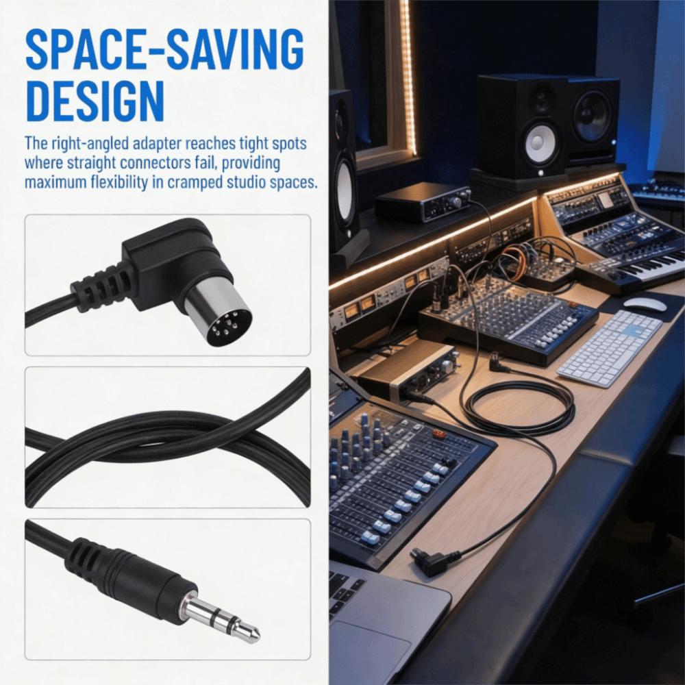 Plug and Play 90 Degree Elbow 3.5mm to DIN 8PIN Converter Cable  Professional Audio Setup