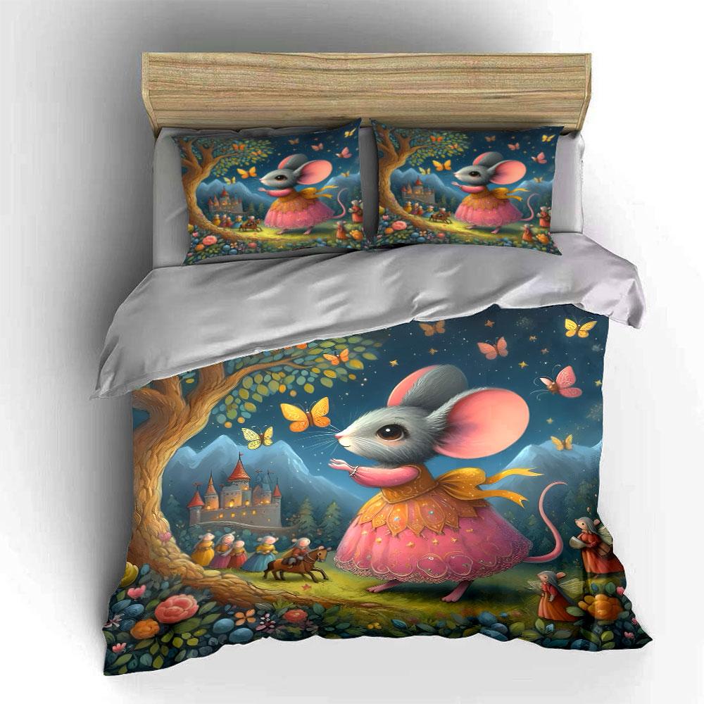 Whimsical Mouse Fairyland Adventure Bedding sets Duvet covers Pillowcases(1* Duvet Cover 2* Pillowcases without duvet insert)