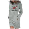 Women's Casual Solid Color Long Sleeve Round Neck Pocket Dress Merry Christmas