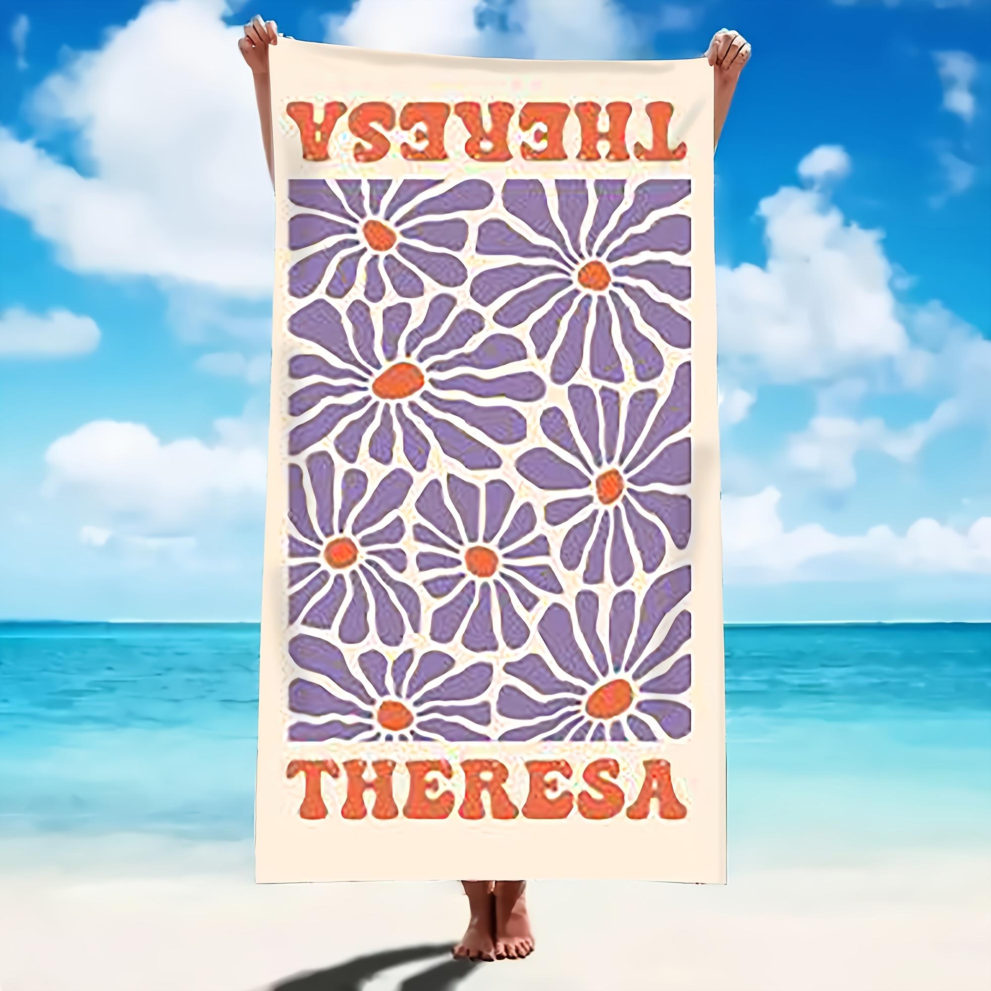 

1pc Abstract Floral Checkered Beach Towel, Highly Absorbent And Quick-Drying Swimming Towel, Perfect for Beach Swimming W40*H60(CM)