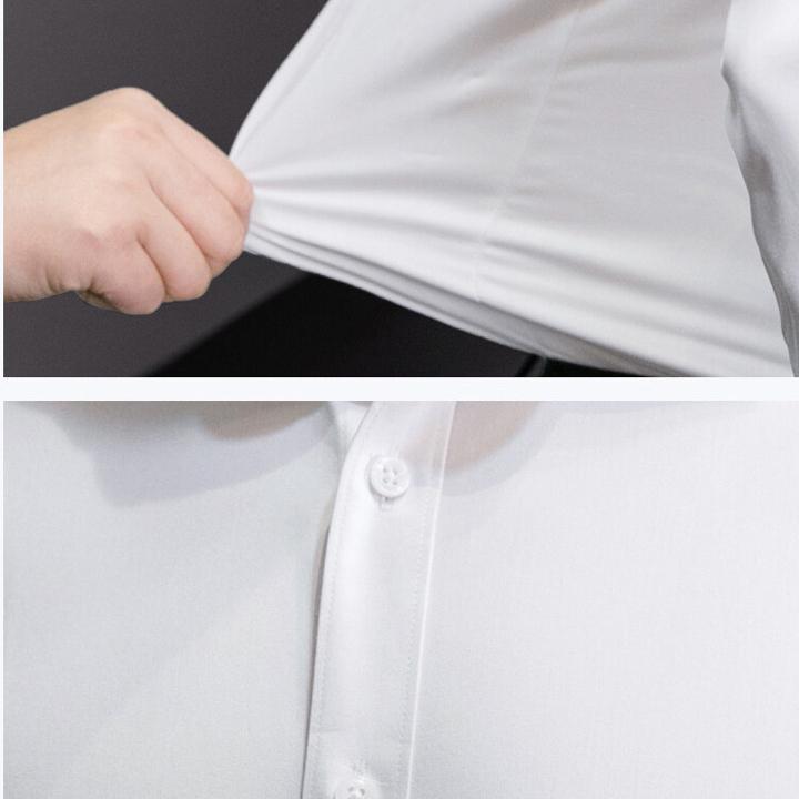 New Plus Size 8XL Men Solid Color Business Shirt Fashion Classic Basic Casual Slim White Long Sleeve Shirts Brand Clothes