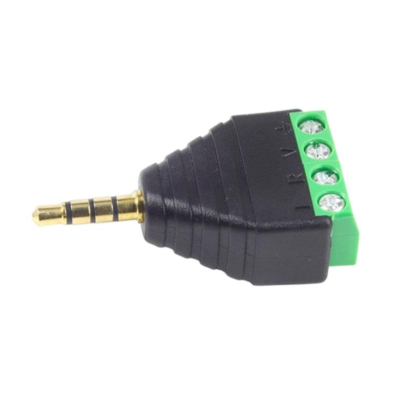3.5mm Male/Female Terminal Block Connector 3.5mm 4 Pin Stereo Plug Headphone Bolt Screw Solderless Terminal Adapter