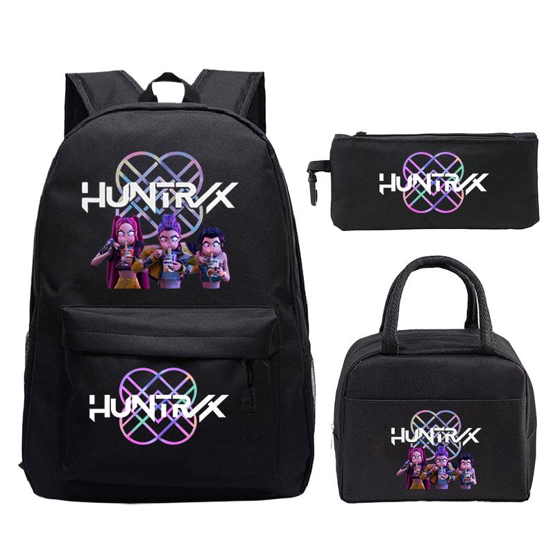 Demon Hunters Printed Children's Backpack Three-piece Campus Fashion Primary and Secondary School Students Large Capacity School Bag
