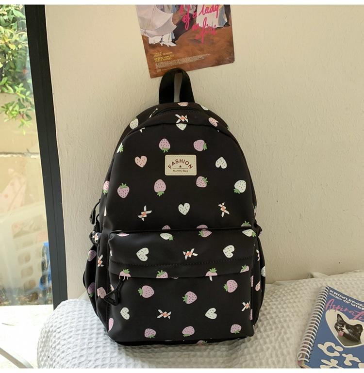 Schoolbag new high-value Japanese ins fresh and sweet strawberry backpack junior high school students lightweight travel spring outing backpack
